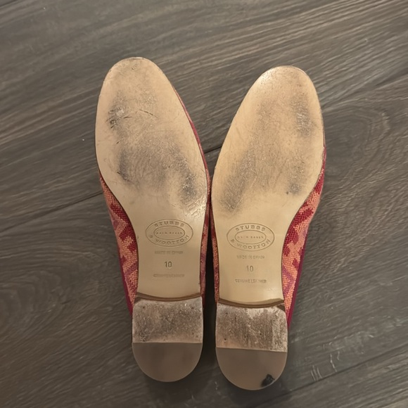 Stubbs & Wootton Red and Coral Needlepoint Mules - Picture 2 of 2